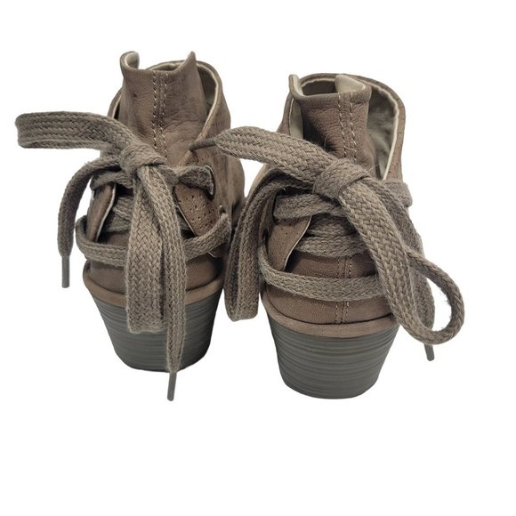Fly London Women's Yema Taupe Wedge Tie Back Booties Size 38 US 7.5/8 - Picture 6 of 11